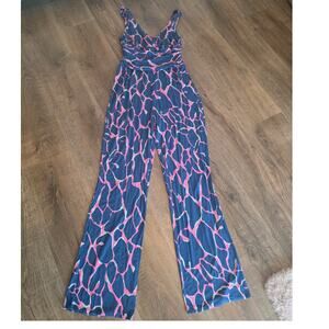 Lilly Pulitzer Sloan Broken Blue Pink Sleeveless Jumpsuit Romper M